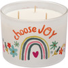 Decorative Frosted Glass Jar Candle - Choose Joy - Rainbow Floral Design - 14 Oz from Primitives by Kathy