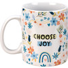 Double Sided Stoneware Coffee Mug - Choose Joy - Colorful Floral Design - 20 Oz from Primitive by Kathy