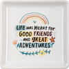 Glossy White Decorative Stoneware Vanity Tray - Life Was Meant For Good Friends - Rainbow Botanical Design - 4.25 Inch from Primitive by Kathy