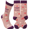 Think Positive Thoughts Floral Design Colorfully Printed Cotton Novelty Socks from Primitives by Kathy