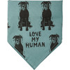 Large Teal & Black Reversible Cotton Dog Bandana - Best Boxer Ever & Love My Human 21x21 from Primitives by Kathy