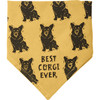 Small Yellow & Black Reversible Cotton Dog Bandana - Best Corgi Ever & Love My Human - 16x16 from Primitives by Kathy