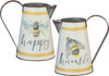 Double Sided Metal Pitcher Bumblebee Design (Happy Humble) 8.75 Inch from Primitives by Kathy