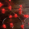 Red Heart Shaped Wire Lights String Battery Operated 42 Inch (20 Lights) from Primitives by Kathy