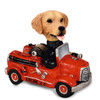 Dog Lover Hand-painted Figurine - Golden Retriever Fire Engine Doogie Collectible From Conversation Concepts