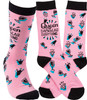 Queen Of Damn Near Everything Colorfully Printed Cotton Socks from Primitives by Kathy