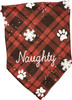 Plaid Paw Print Design Naughty Nice Small Holiday Themed Rayon Pet Dog Bandana 16x16 from Primitives by Kathy