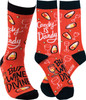 Candy Is Dandy But Wine Is Divine Colorfully Printed Cotton Socks from Primitives by Kathy