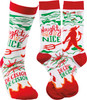 Naughty Or Nice Desicions Desicions Colorfully Printed Cotton Socks from Primitives by Kathy