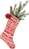 Nordic Themed Red & White Cotton Christmas Stocking 18x11 from Primitives by Kathy