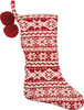 Nordic Themed Red & White Cotton Christmas Stocking 18x11 from Primitives by Kathy