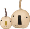 Set of 2 Rustic White Stuffed Fabic Pumpkin Heads from Primitives by Kathy