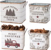 Set of 2 Farm Fresh Christmas Trees Decorative Tin Storage Bins from Primitives by Kathy