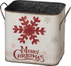 Set of 2 Decorative Metal Storage Bins Snowflake & Reindeer Merry Christmas from Primitives by Kathy