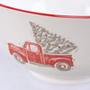 White Stoneware Serving Bowl - Red Pickup Truck Hauling Christmas Tree - 5 Inch Diameter from Primitives by Kathy