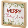 Merry Christmas Decorative Inset Wooden Box Sign - Watercolor Greenery Design 8x8 from Primitives by Kathy