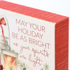Decorative Wooden Block Sign Décor - May Your Holiday Be Bright As Your Spirits Are Light - Cardinal & Lantern from Primitives by Kathy