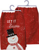 Snowman In Top Hat Let It Snow Cotton Dish Towel 28x28 from Primitives by Kathy