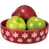 Set of 2 Stoneware Bowls - Red & White Deer & Snowflake Design from Primitives by Kathy