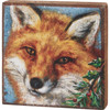 Decorative Wooden Block Sign Decor - Fox & Holly Berries Snowy Woodlands 4x4 from Primitives by Kathy