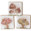 Set of 3 Decorative Wooden Block Signs - Wild Mushrooms & Snail Design from Primitives by Kathy