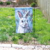 Decorative Polyester Garden Flag - Bunny Rabbit In Snowy Pine Forest 12x18 from Primitives by Kathy