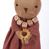 Classic Primitive Rabbit Doll - Bloom Bunny With Plaid Dress & Wooden Bead Necklace 5 Inch from Primitives by Kathy