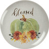 Set of 4 Stoneware Plates - Pumpkin Themed Thankful Grateful Blessed Gather 8 Inch from Primitives by Kathy