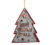 Tree Shaped Rustic Tin & Red Wood Lighted Christmas Ornament 9 Inch from Burton & Burton