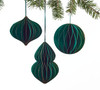 Set of 3 Green With Gold Glitter Christmas Ornaments (Round & Onion & Finial) from Burton & Burton