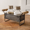Rustic Farmshouse Style Metal Crate Salt & Pepper Caddy (Includes Shakers) from CTW Home Collection