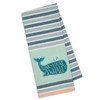 Whale Design I Think You're S'Whale Cotton Dish Towel - Aqua Striped 18x28 from Design Imports