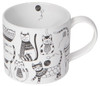 Stoneware Coffee Mug In A Box - Cat Lover Purr Party White & Black 14 Oz by Danica Jubilee from Now Designs