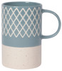 Stoneware Coffee Mug - Slate Blue & Cream Diamond Etch 14 Oz by Danica Heirloom from Now Designs