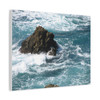 Elemental Collision: Rugged Coastal Seascape, Maritime Erosion Dynamics - Unframed Canvas Wall Art Decor