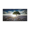 Solitary Sentinel: Luminous Landscape, Blue Wildflower Field - Unframed Canvas Wall Art Decor