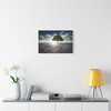 Solitary Sentinel: Luminous Landscape, Blue Wildflower Field - Unframed Canvas Wall Art Decor