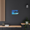 Tropical Sunset Serenity: Majestic Palm Silhouettes, Coastal Dreamscape - Unframed Canvas Wall Art Decor