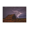 Resilient Wilderness: Storm Over Solitary Cabin, Nature's Electric Drama - Unframed Canvas Wall Art Decor
