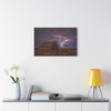 Resilient Wilderness: Storm Over Solitary Cabin, Nature's Electric Drama - Unframed Canvas Wall Art Decor