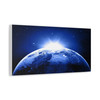 Cosmic Solitude: Earth in Luminous Darkness, Celestial Panorama of Planetary Isolation - Unframed Canvas Wall Art Decor
