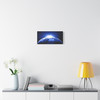 Cosmic Solitude: Earth in Luminous Darkness, Celestial Panorama of Planetary Isolation - Unframed Canvas Wall Art Decor