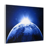 Cosmic Solitude: Earth in Luminous Darkness, Celestial Panorama of Planetary Isolation - Unframed Canvas Wall Art Decor
