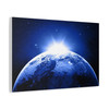 Cosmic Solitude: Earth in Luminous Darkness, Celestial Panorama of Planetary Isolation - Unframed Canvas Wall Art Decor