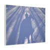 Shadows of Solitude: Winter Light Projection, Monochromatic Snow Horseman Landscape - Unframed Canvas Wall Art Decor
