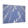 Shadows of Solitude: Winter Light Projection, Monochromatic Snow Horseman Landscape - Unframed Canvas Wall Art Decor