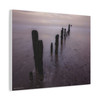 Sentinels of the Shoreline: Misty Maritime Groynes, Coastal Seascape Photography - Unframed Canvas Wall Art Decor