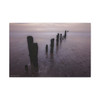 Sentinels of the Shoreline: Misty Maritime Groynes, Coastal Seascape Photography - Unframed Canvas Wall Art Decor