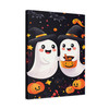 Ghostly Halloween Pals: Cute Ghost Friends, Whimsical Cartoon Celebration - Unframed Canvas Wall Art Decor