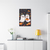 Ghostly Halloween Pals: Cute Ghost Friends, Whimsical Cartoon Celebration - Unframed Canvas Wall Art Decor